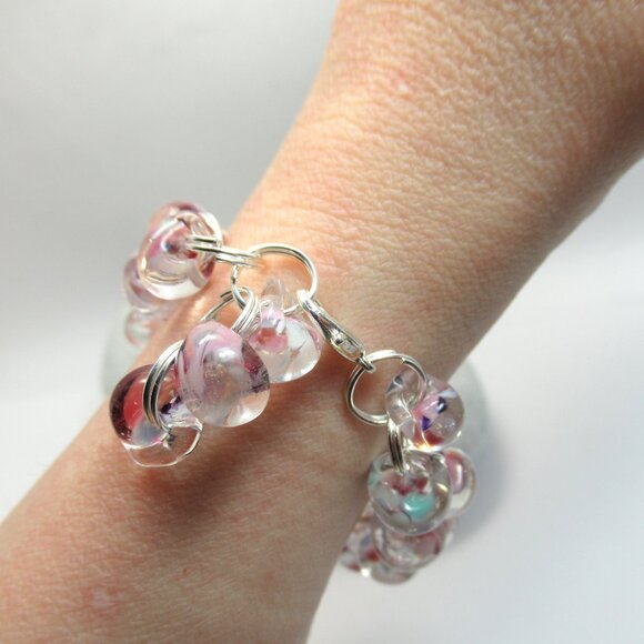 Glass drop linked bead bracelet - Picture 3 of 12